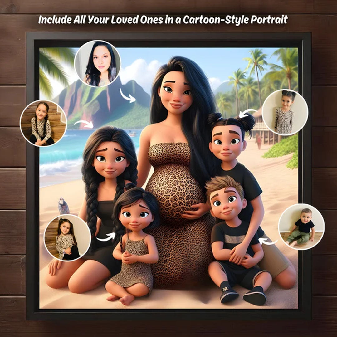 Family Portrait Pixar 3D Animation Disney Style Picture Originally Made - ToonyVision
