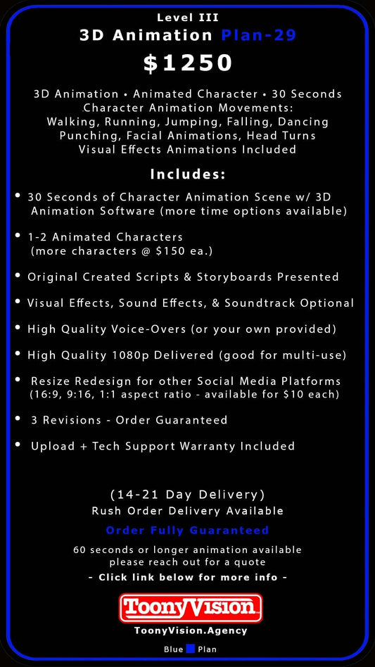 ToonyVision Animation Advertisement 3D Packages Level III-Plans 28-30 - ToonyVision