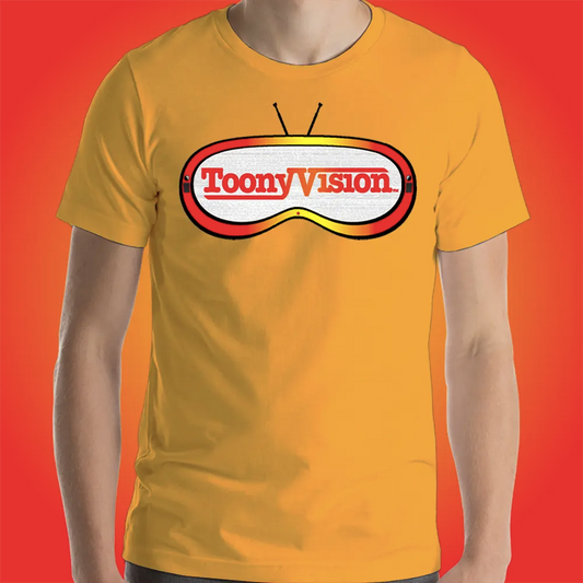 Camiseta amarilla para hombre ToonyVision con arte de animación y estilo urbano.