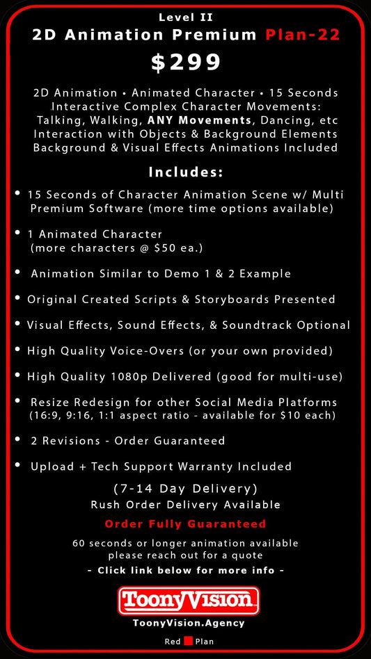 ToonyVision Animation Advertisement Premium Packages Level II-Plan 22 - ToonyVision