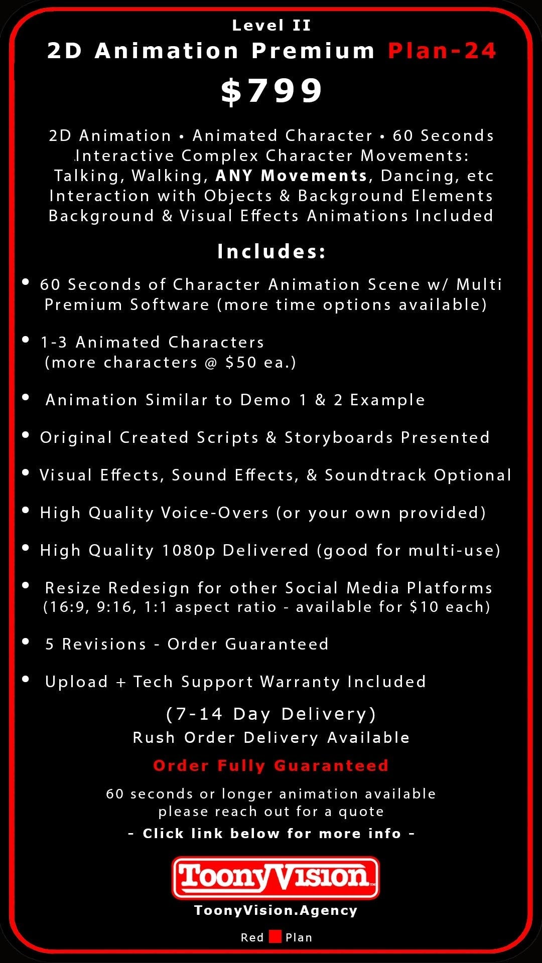 ToonyVision Animation Advertisement Premium Packages Level II-Plans 22-24 - ToonyVision