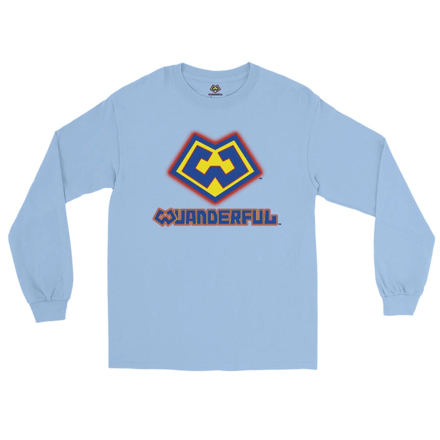 Camiseta manga larga color azul claro con logotipo de Wuanderful Locos, edición limitada