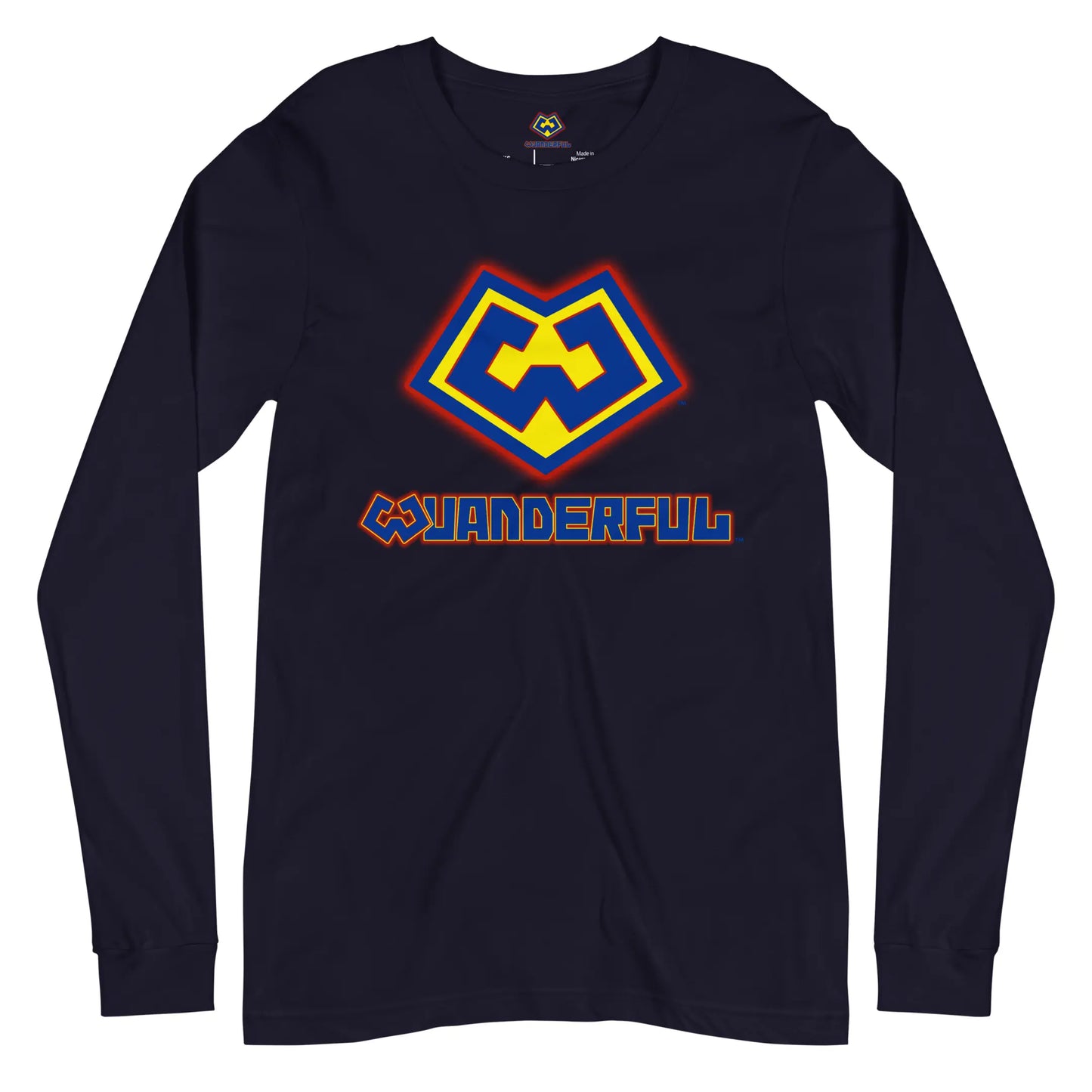 Camiseta manga larga color azul marino con logotipo de Wuanderful Locos, edición limitada