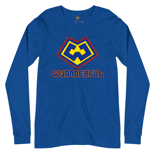 Camiseta manga larga color azul con logotipo de Wuanderful Locos, edición limitada