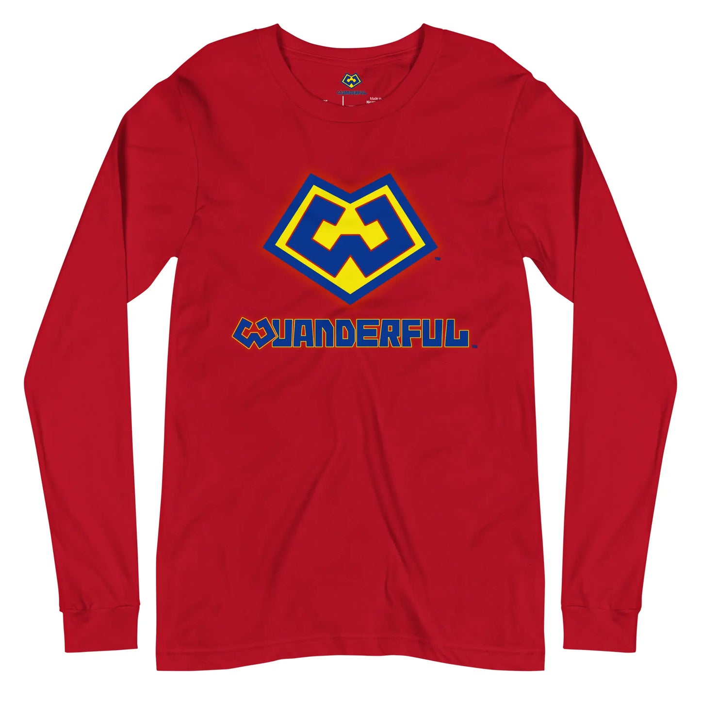 Camiseta manga larga color rojo con logotipo de Wuanderful Locos, edición limitada