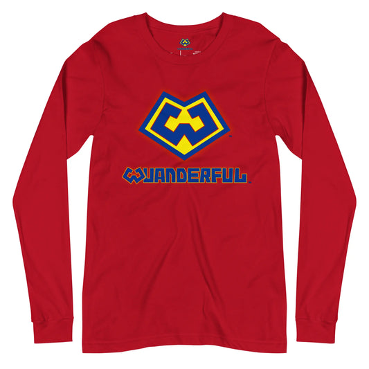 Camiseta manga larga color rojo con logotipo de Wuanderful Locos, edición limitada