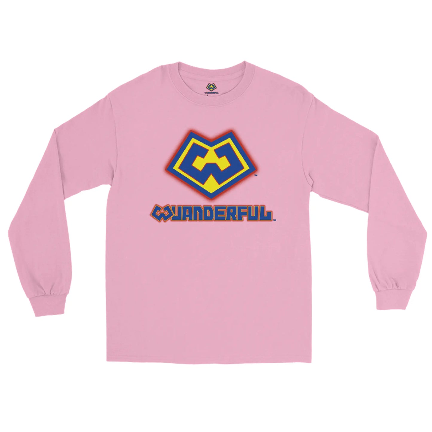 Camiseta manga larga color rosa con logotipo de Wuanderful Locos, edición limitada