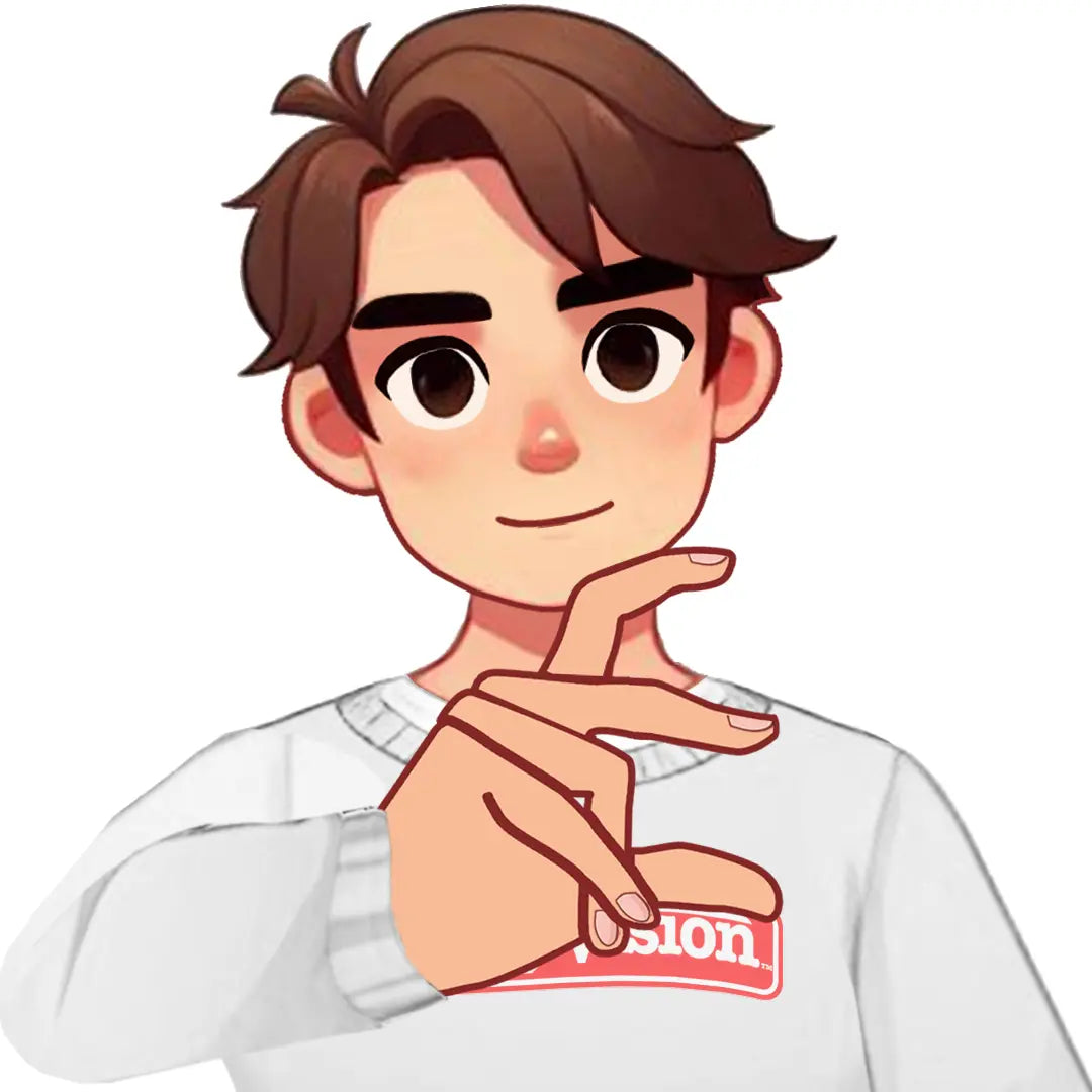 Avatar estilo caricatura haciendo el gesto de East Coast E — personalizado con selfie real.
