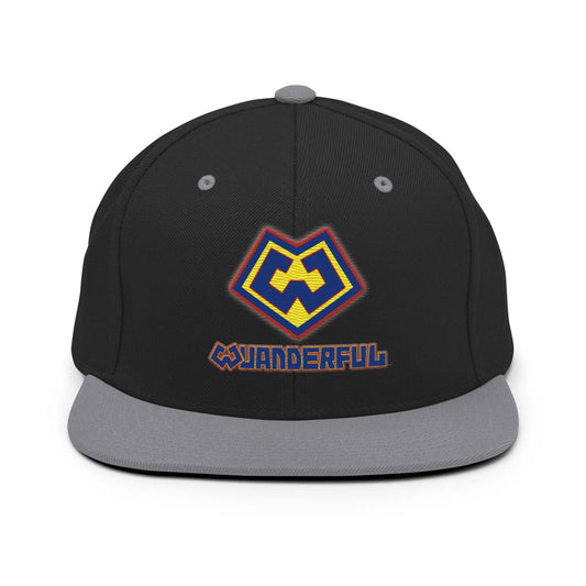 Gorra snapback gris y negro con logotipo Wuanderful Locos