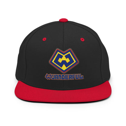 Gorra snapback rojo y negro con logotipo Wuanderful Locos