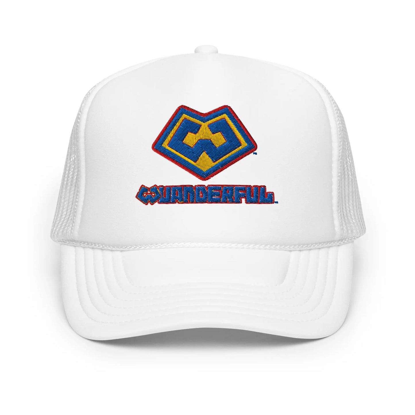 Gorra estilo trucker color blanco con logotipo Wuanderful Locos, edición limitada