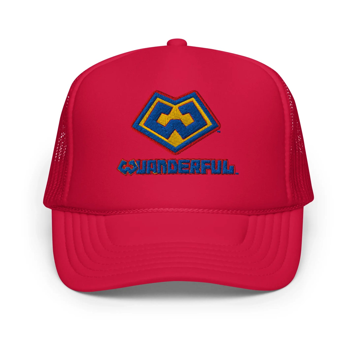 Gorra estilo trucker color rojo con logotipo Wuanderful Locos, edición limitada