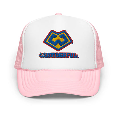 Gorra estilo trucker color rosa con logotipo Wuanderful Locos, edición limitada