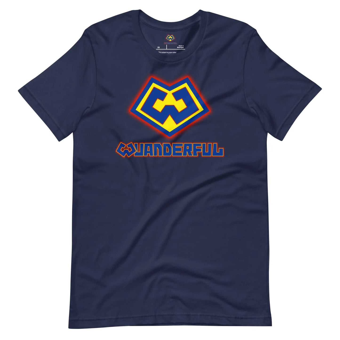 Playera azul marino con logotipo colorido de Wuanderful Locos, edición limitada