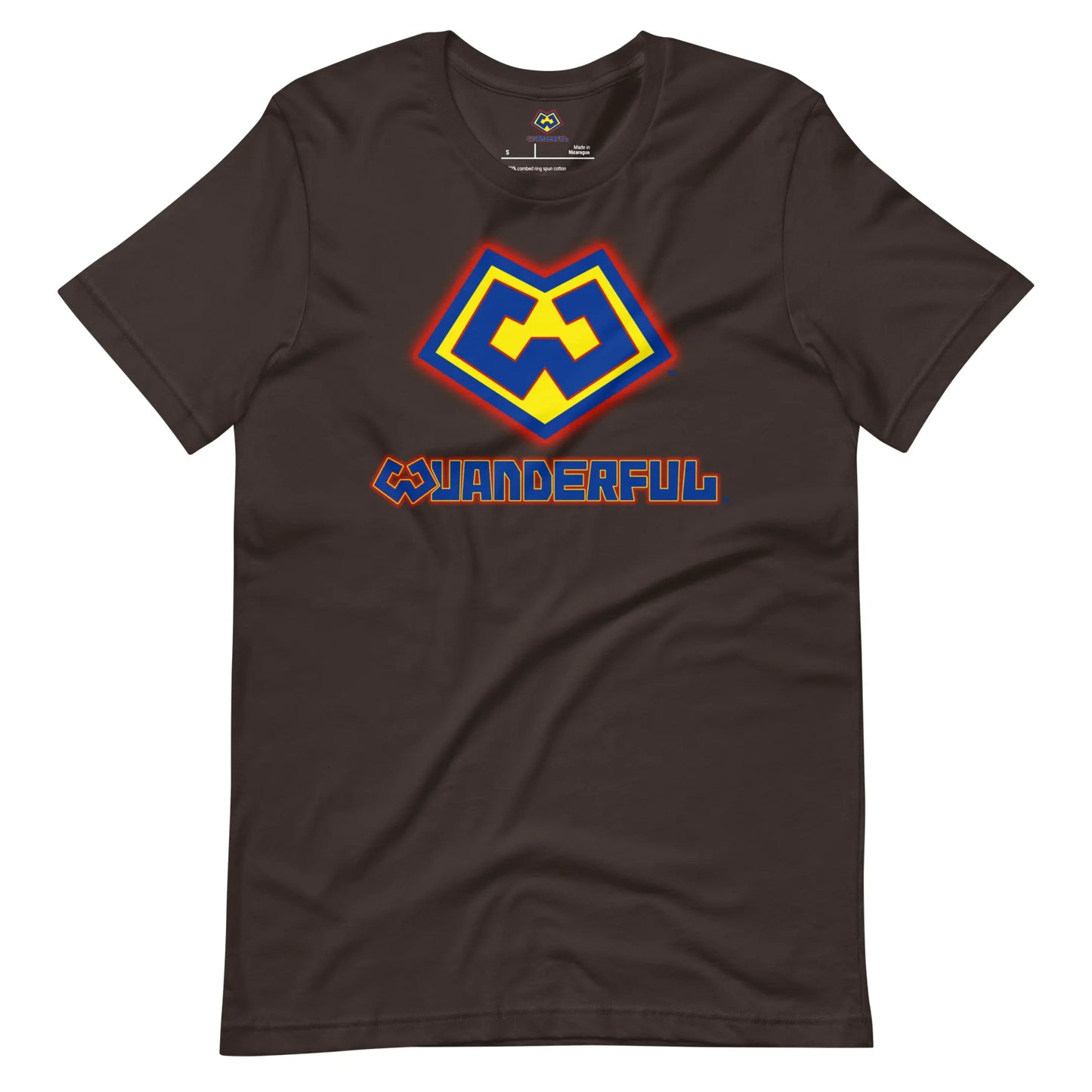 Playera marrón con logotipo colorido de Wuanderful Locos, edición limitada