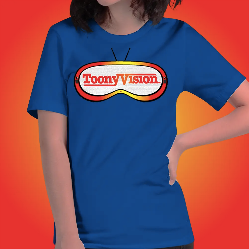 Camiseta azul rey para mujer de ToonyVision, colección de arte animado con estilo streetwear.