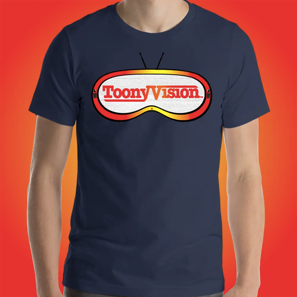Camiseta azul marino para hombre ToonyVision con arte de animación y estilo urbano.