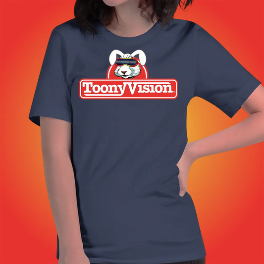 Camiseta azul marino entallada para mujer, ToonyVision, diseño Creadora para artistas y animadoras.