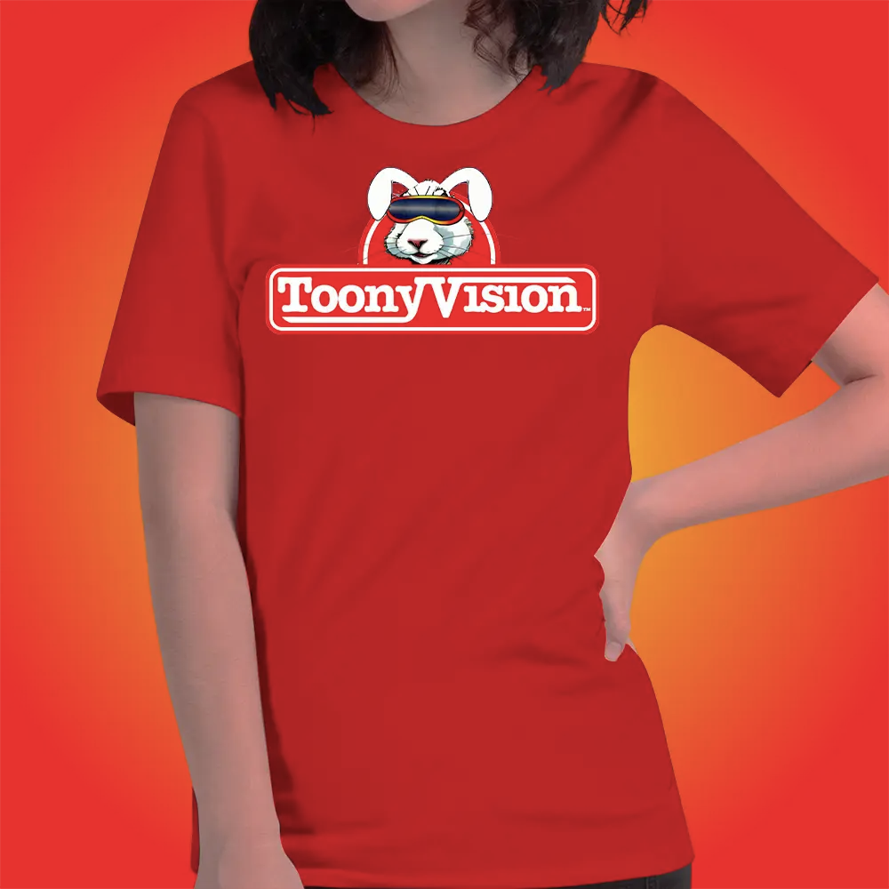 Camiseta roja entallada para mujer, ToonyVision, diseño Creadora para artistas y animadoras.