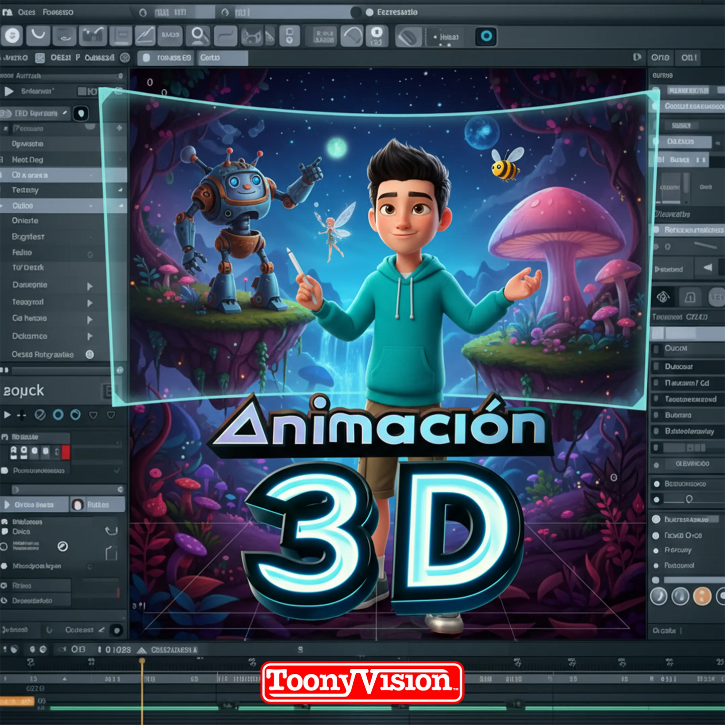 ToonyVision comercial CGI 3D de 15 segundos con anuncio premium para redes, cortes de cámara y acabado profesional