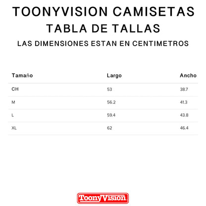 Tabla de Tallas de Camisetas Caricatura Selfie para Niños - ToonyVision México en Español