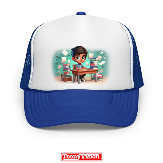 ToonyVision gorra niño de cumpleaños o fiesta con caricatura desde foto y badge impreso limpio en panel frontal estilo merch