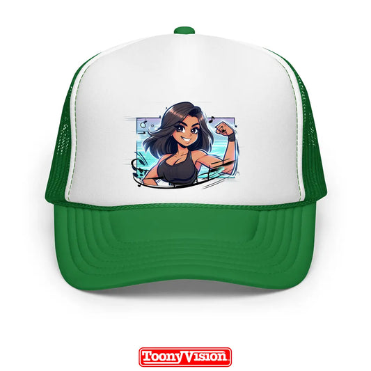 ToonyVision gorra superhéroe para mujer con personaje cartoon desde foto y diseño impreso al frente estilo merch