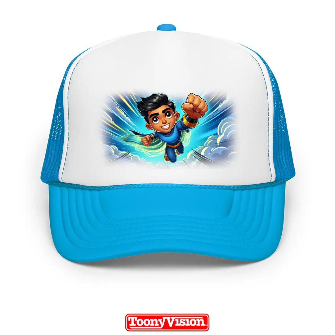 ToonyVision gorra superhéroe para niño con personaje cartoon desde foto y diseño impreso al frente estilo merch