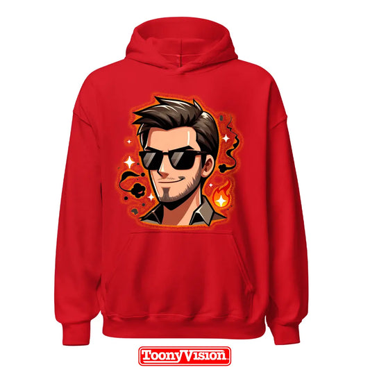 ToonyVision hoodie hombre con caricatura desde foto y diseño limpio tipo merch de personaje cartoon personalizado