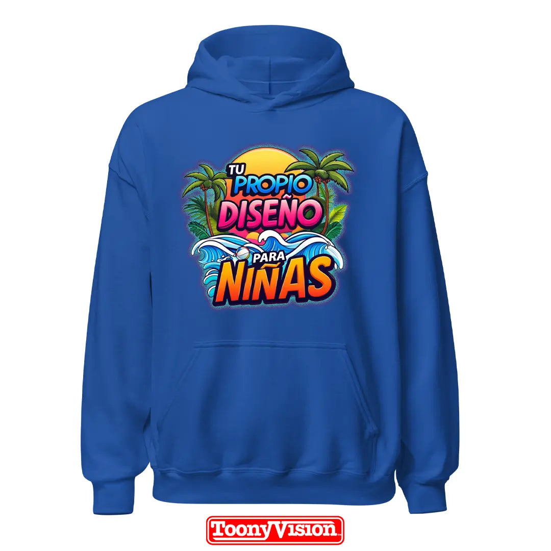 ToonyVision hoodie niña con su propio diseño impreso en heat transfer o DTF