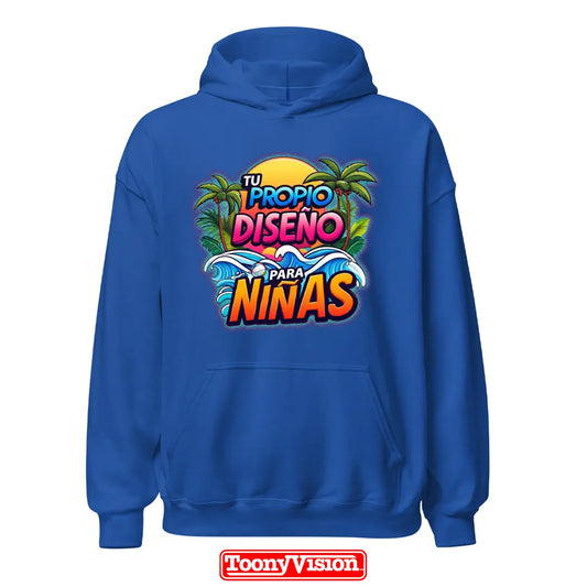 ToonyVision hoodie niña con su propio diseño impreso en heat transfer o DTF