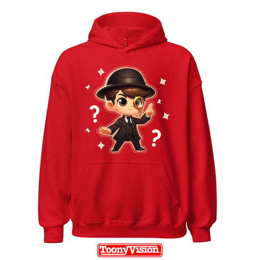 ToonyVision hoodie superhéroe niño con caricatura desde foto y personaje completo con pose outfit y gráfico limpio tipo merch