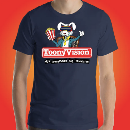 Camiseta azul marino ToonyVision Studios para hombre con diseño animado.