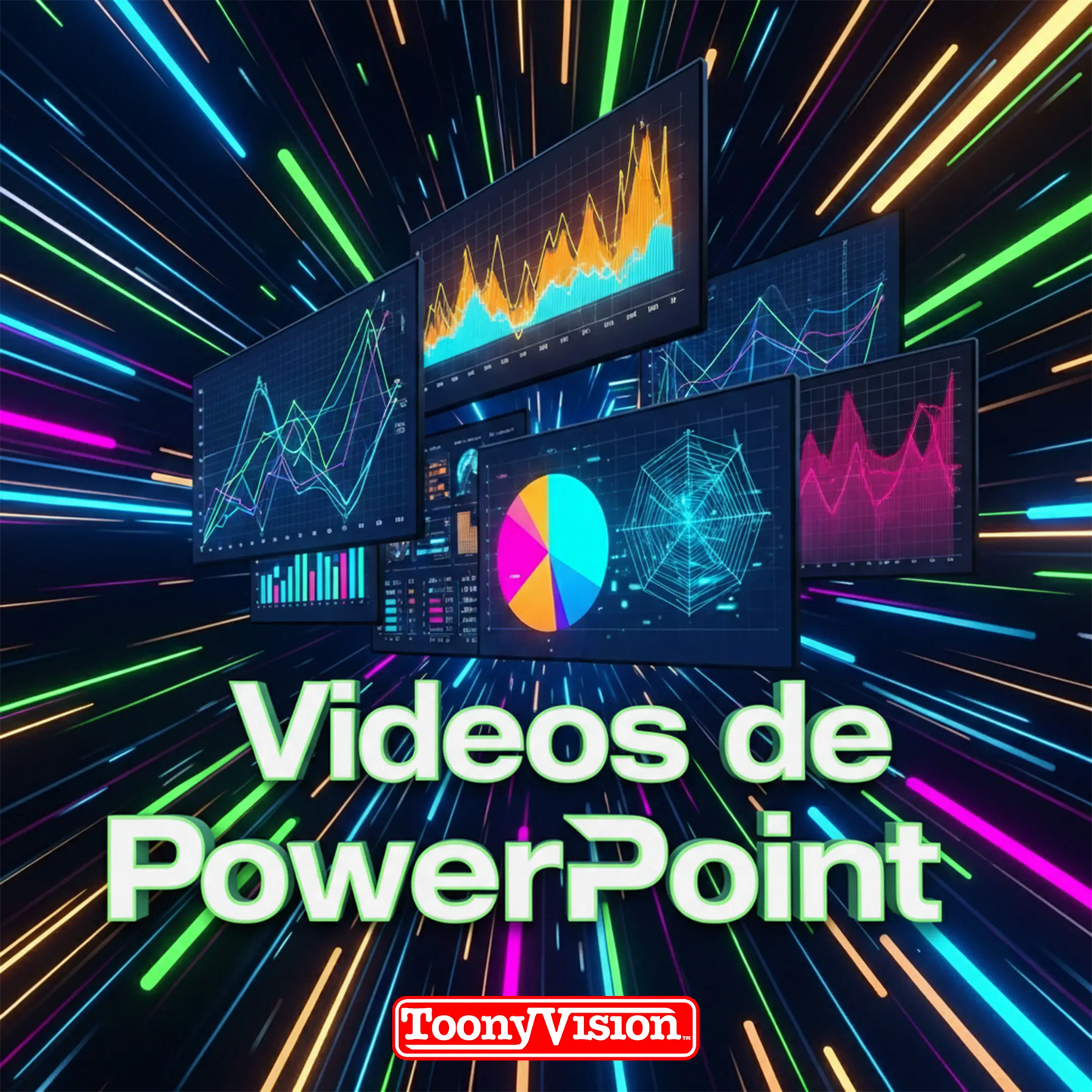 ToonyVision paquete PowerPoint a video con duración 30s a 3min, diapositivas animadas, motion graphics, voz en off, música, storyboard y formatos extra