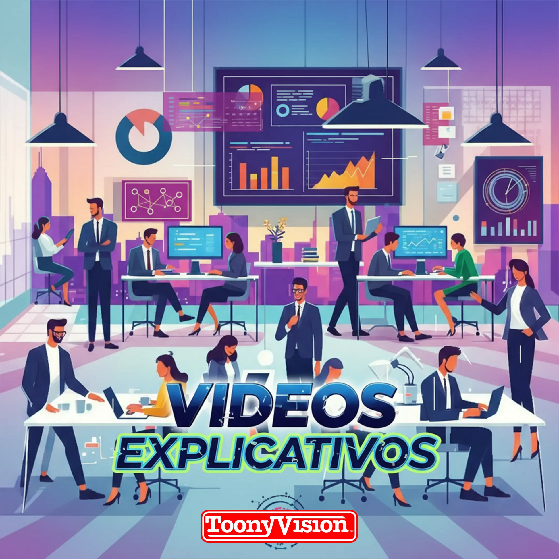 ToonyVision paquete de video explicativo animado con opciones 30 segundos 1 minuto 2 minutos 3 minutos con locución motion graphics 1080p o 4K y formatos extra