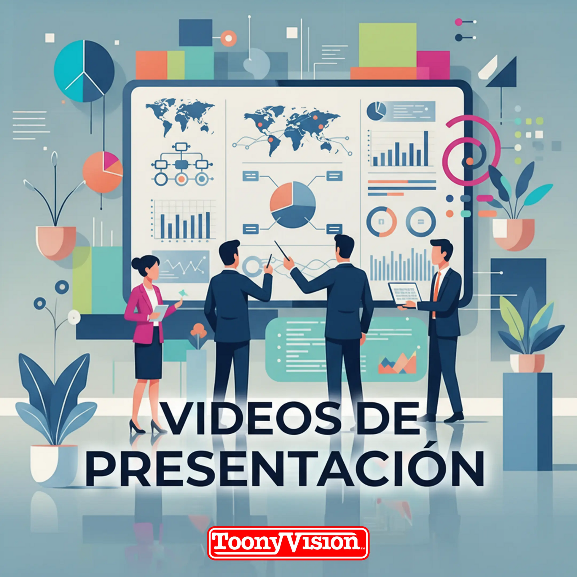 Paquete ToonyVision de video de presentación animado para pitch deck y ventas: elige 30s 1min 2min o 3min con motion graphics, 1080p/4K y formatos para redes