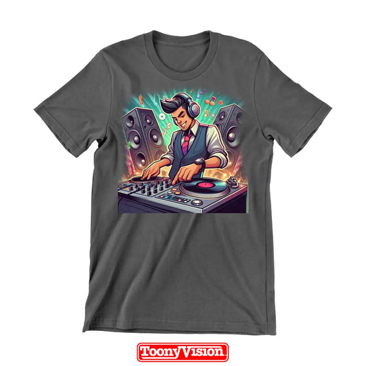 ToonyVision playera hombre de cumpleaños o fiesta con caricatura desde foto y fondo temático especial estilo merch