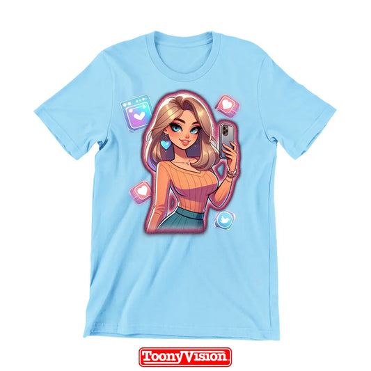 ToonyVision playera para mujer con caricatura desde foto y diseño cartoon limpio tipo merch