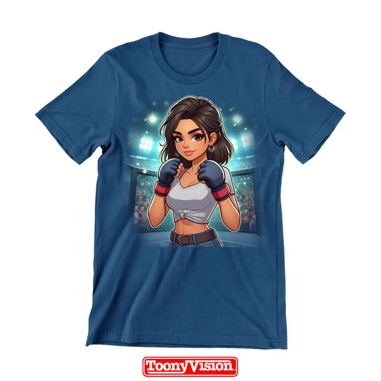 ToonyVision playera mujer de personaje cartoon desde foto con cuerpo completo pose outfit y tema personalizado