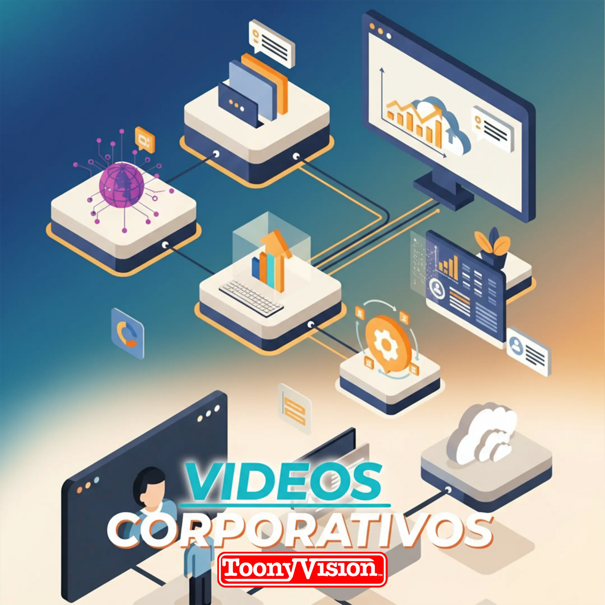 Video corporativo animado de 30 segundos por ToonyVision para promo empresarial, capacitación, comunicación de marca y LinkedIn con motion graphics y voz