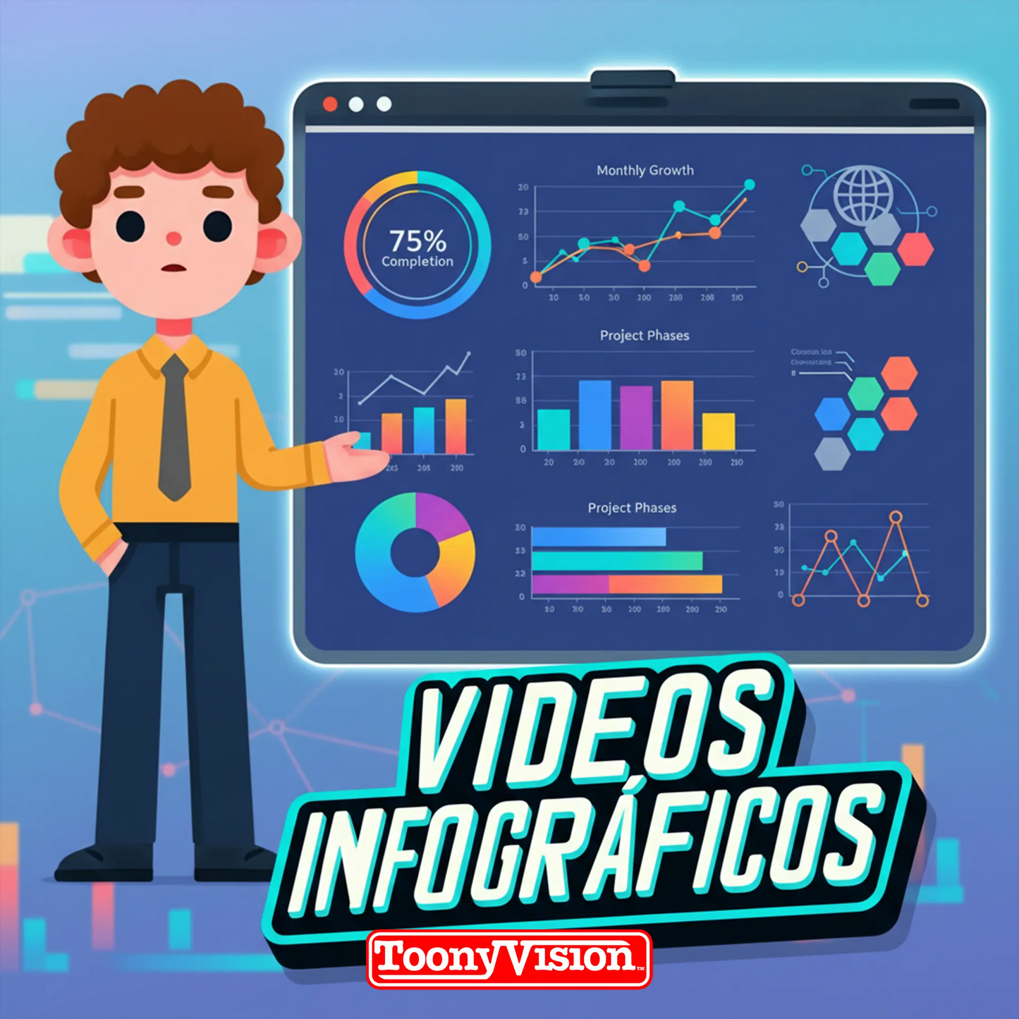 ToonyVision depósito starter para video infográfico con visualización de datos, gráficas animadas y motion graphics