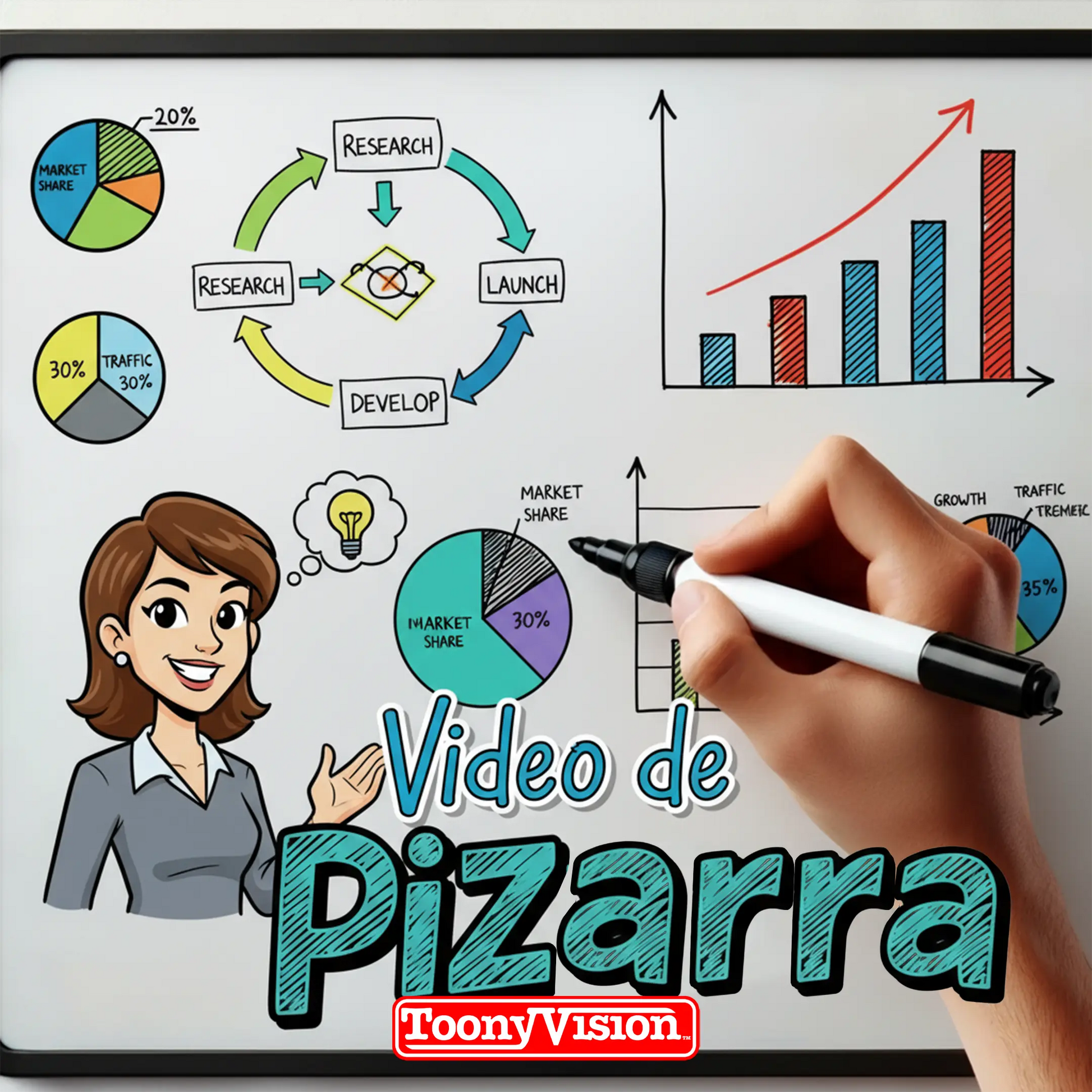 ToonyVision video whiteboard de 30 segundos estilo scribe dibujado a mano video explicativo tipo pizarra