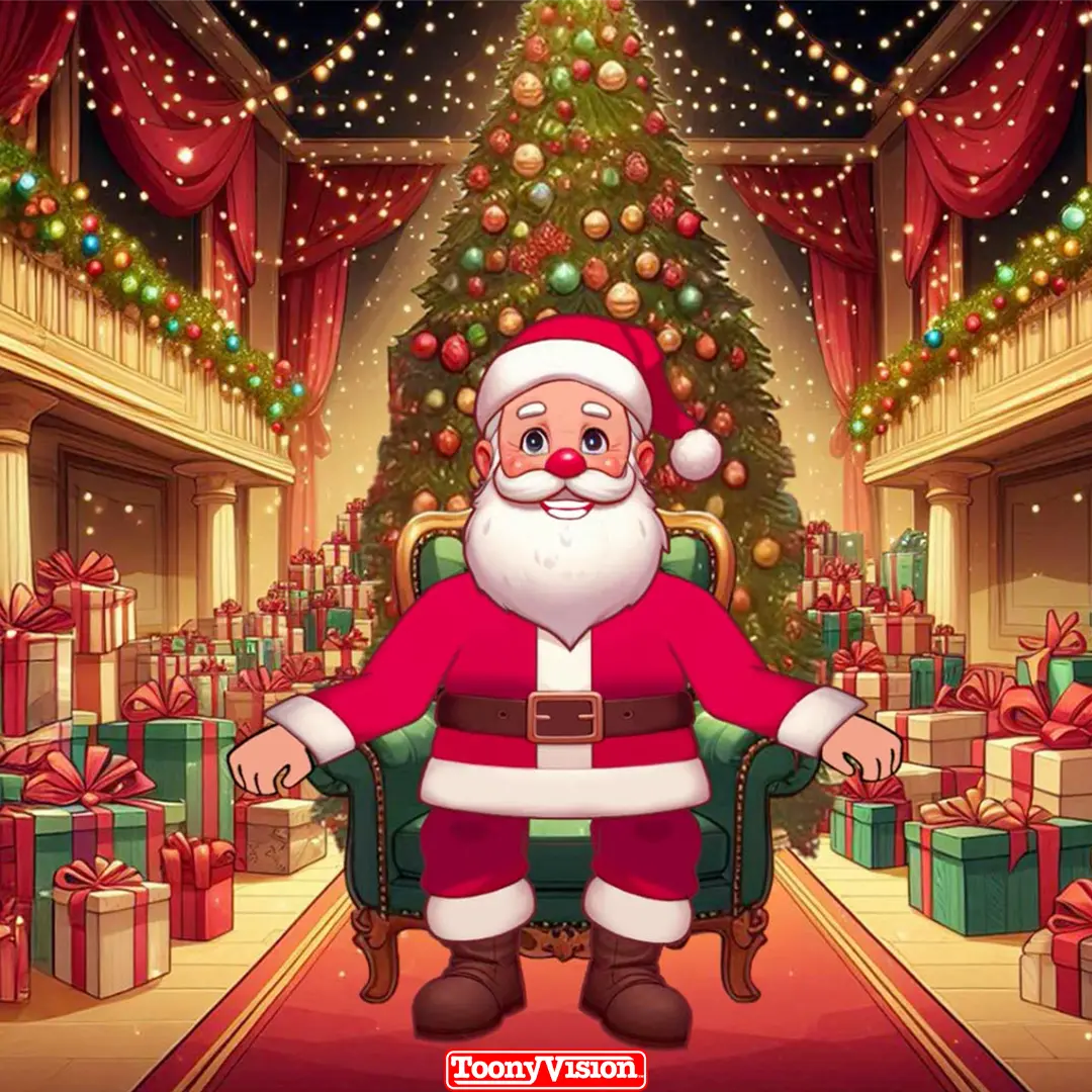 Tarjeta Animada de Papá Noel con Lista de Buenos y Traviesos