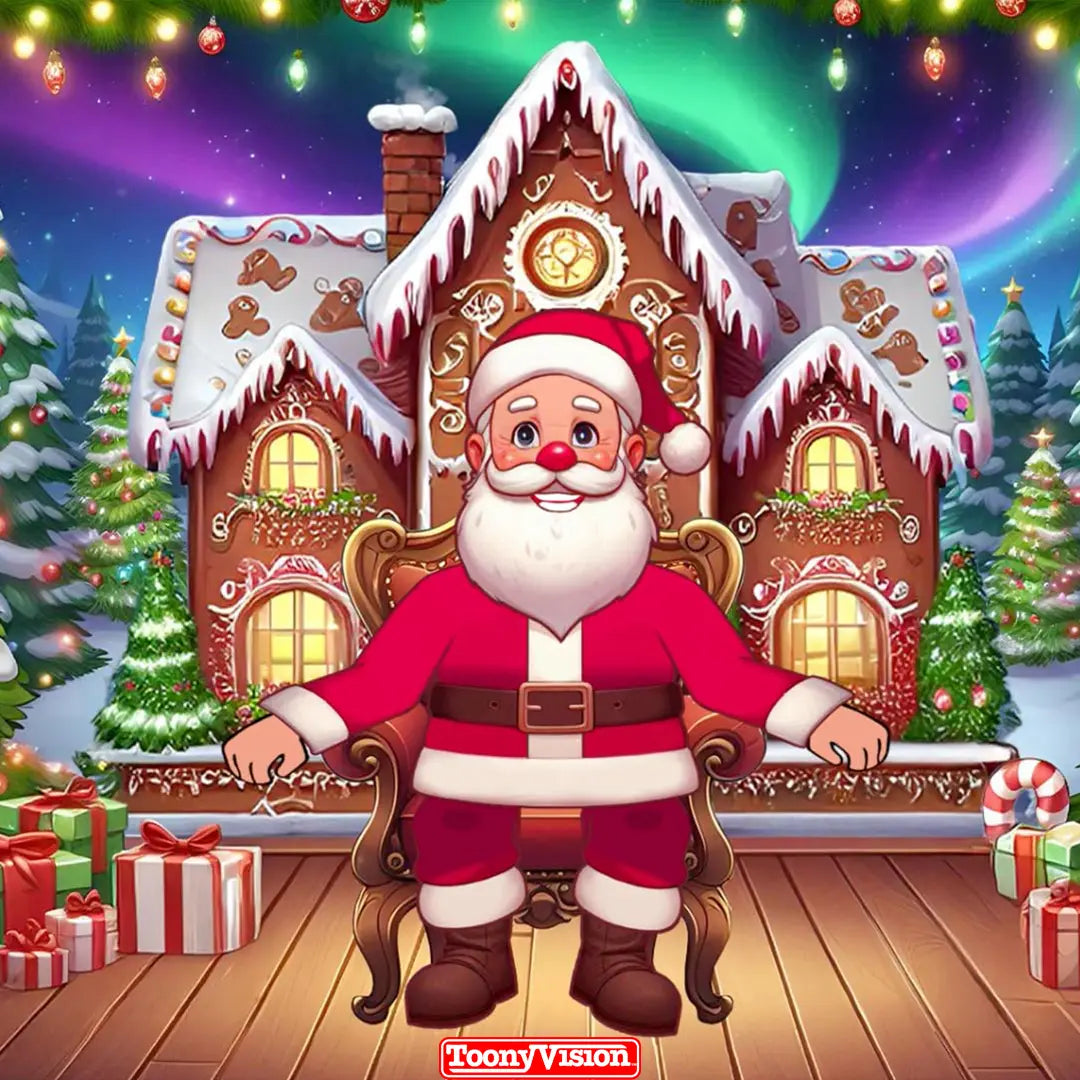 Tarjeta Animada de Papá Noel con Lista de Buenos y Traviesos