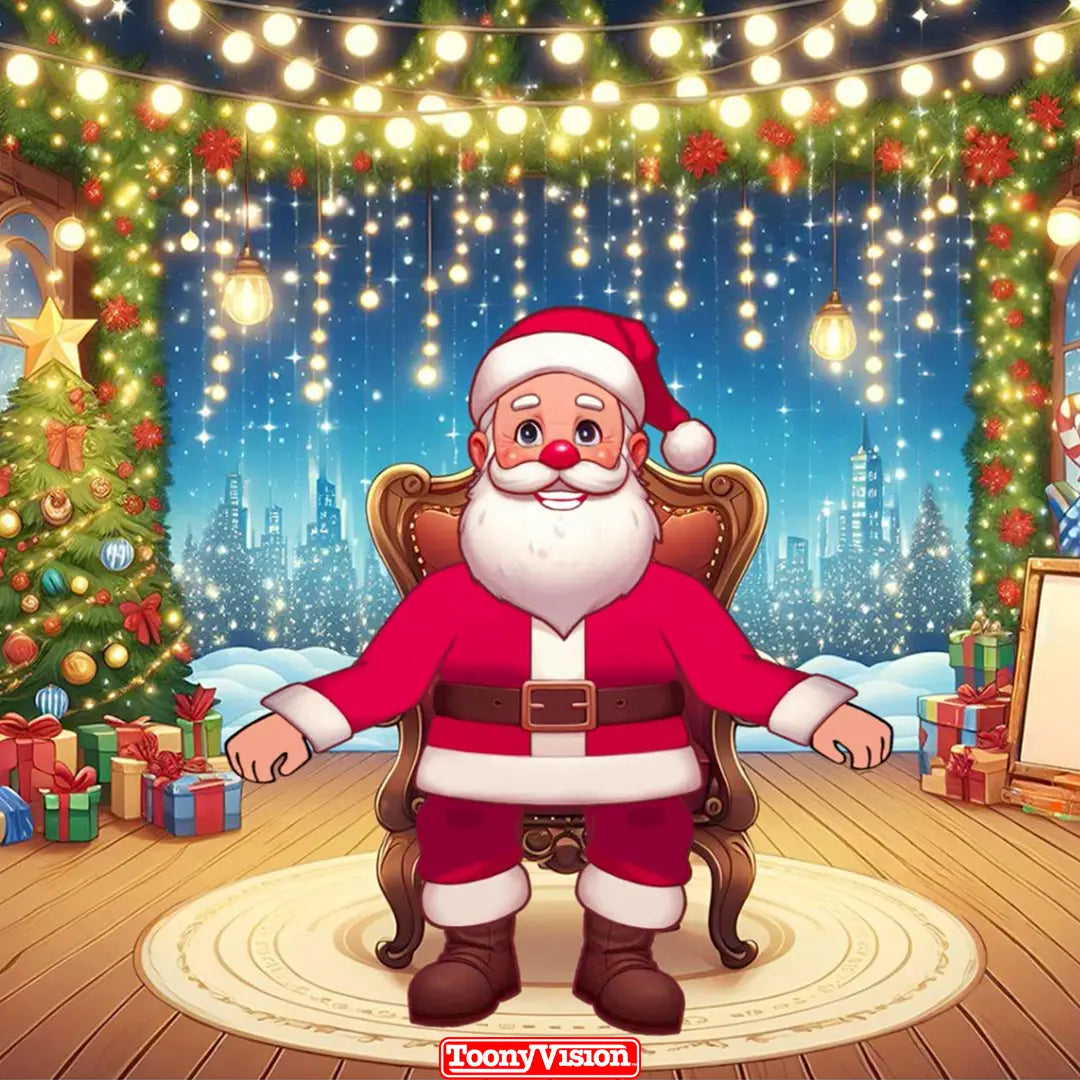 Tarjeta Animada de Papá Noel con Lista de Buenos y Traviesos