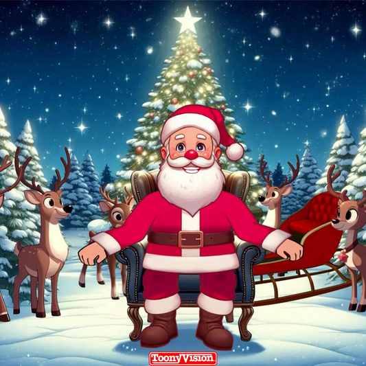 Tarjeta Animada de Papá Noel con Lista de Buenos y Traviesos